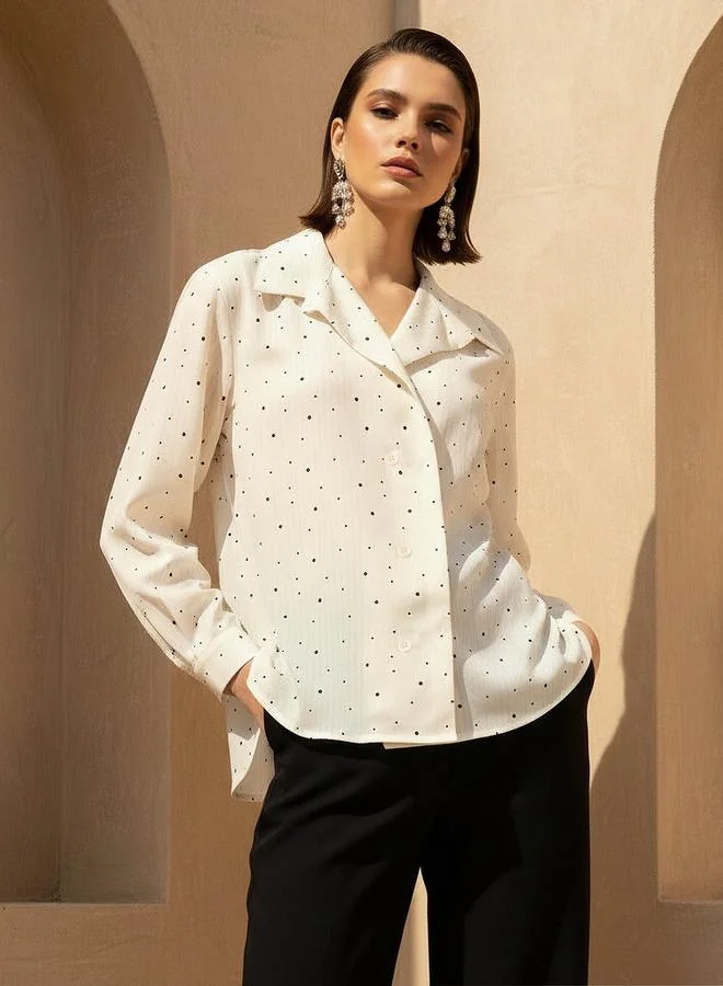 سبلاش فيڤ Shirt with Polka Dot Print